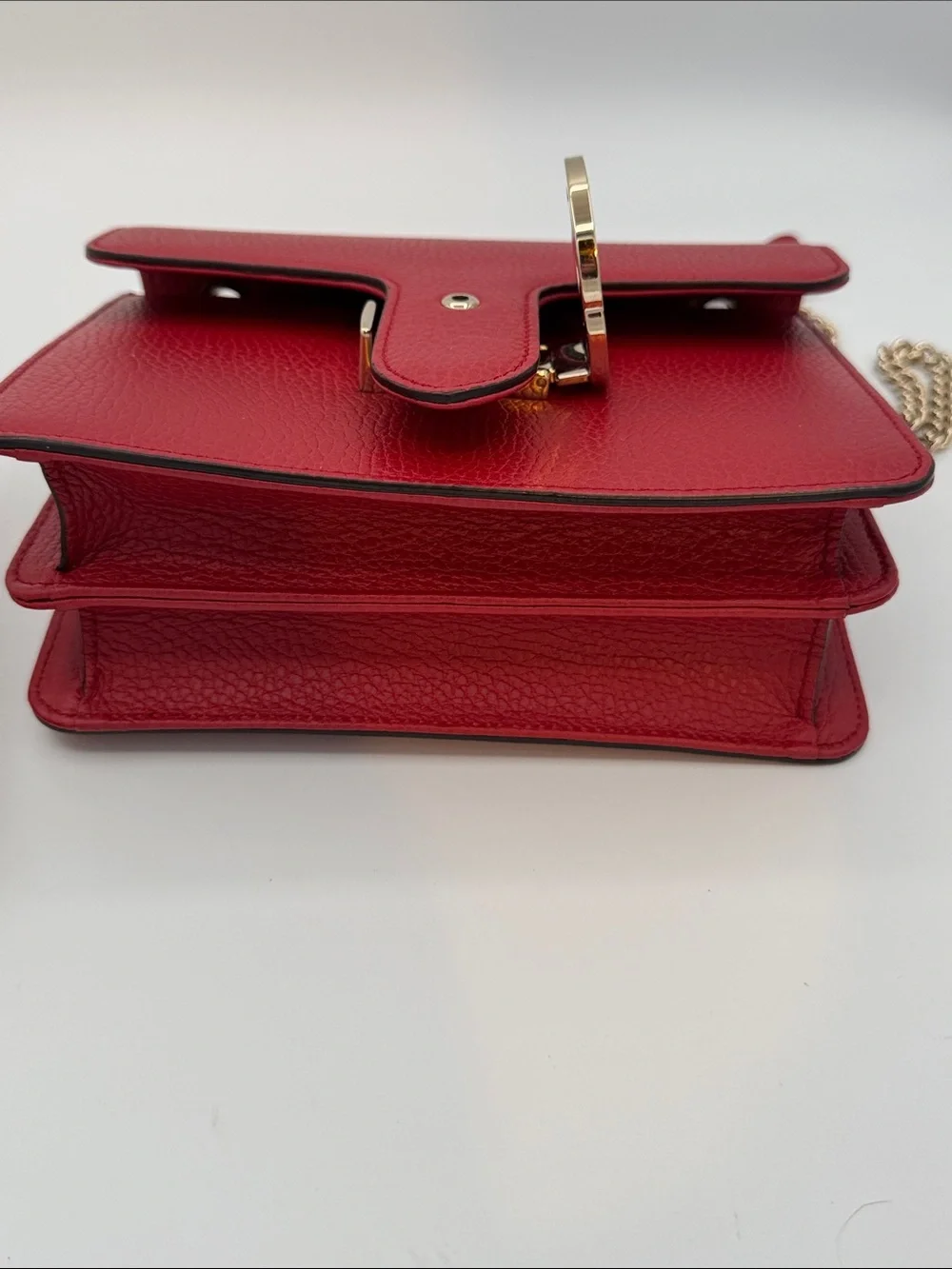 Gucci Interlocking G Small Crossbody Bag Red Grained Calfskin Leather